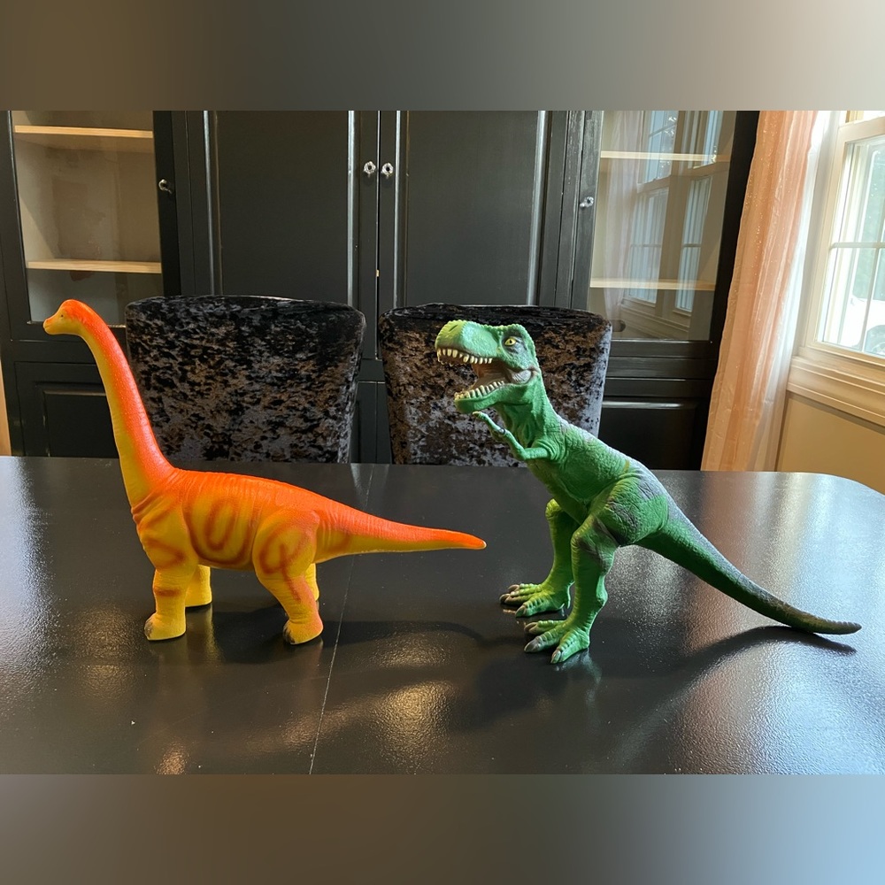 Dinosaur Lot of 2 Large Rubber Soft Dinos